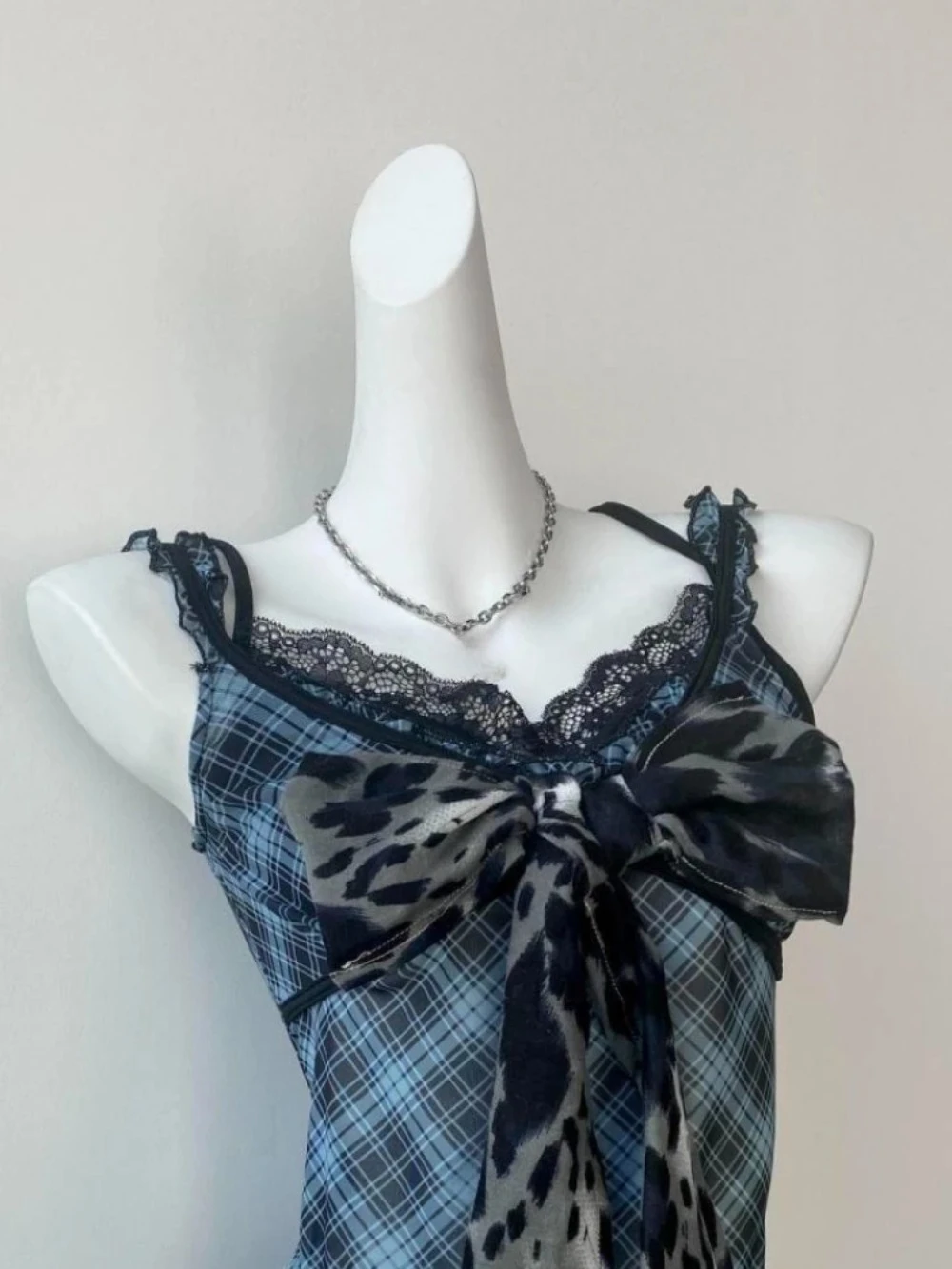 Hot Girl Lace Plaid Ropa Mujer Y2k Mesh Spliced Tops 2026 Women's Tanks Summer Hit Color Clothes 2000s Suspender Roupa