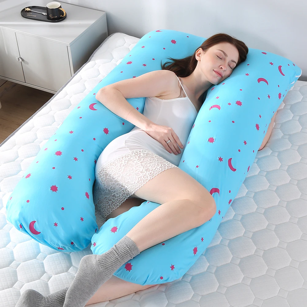 Maternity Pillow Case Multifunction Cotton Printing Cover U-shape Pregnant Women