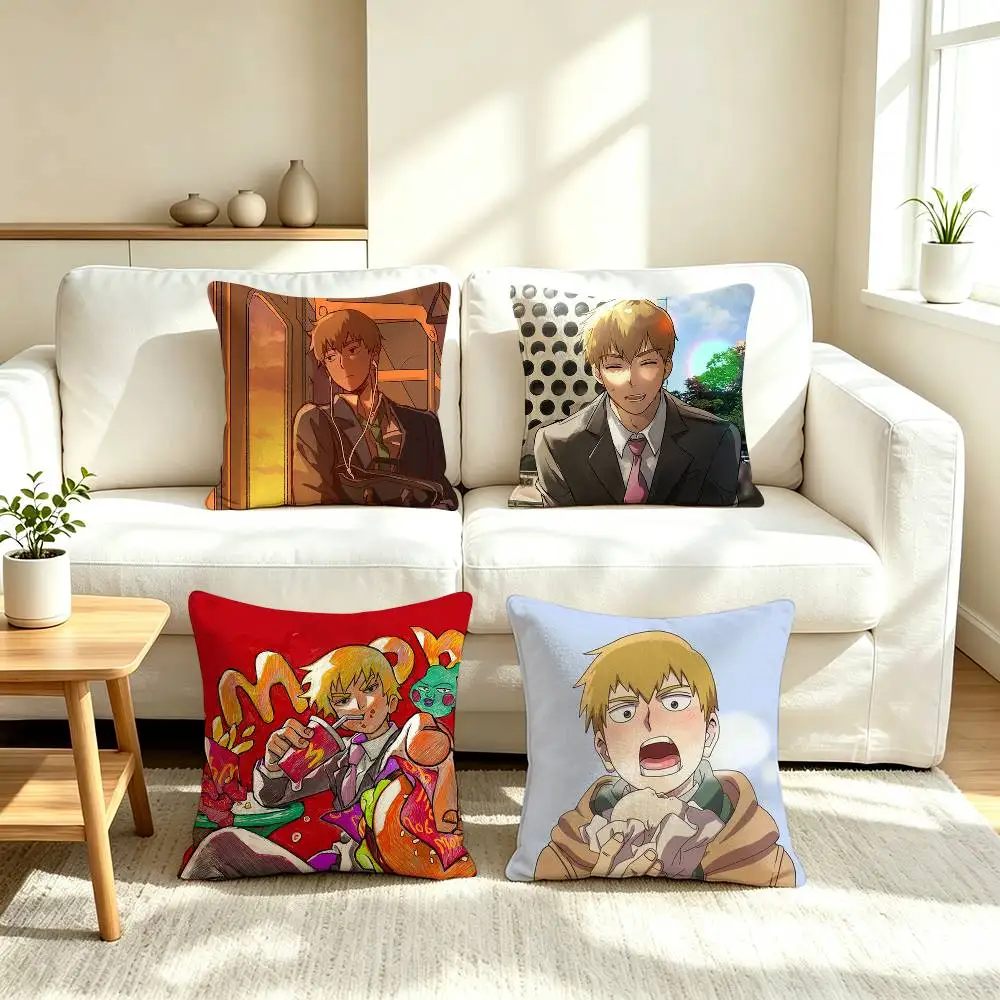 A-Arataka R-Reigen Mob Psycho 100  Pillow Case Square Double-Sided Sofa Cushion Cover Bedroom Bedside Pillow