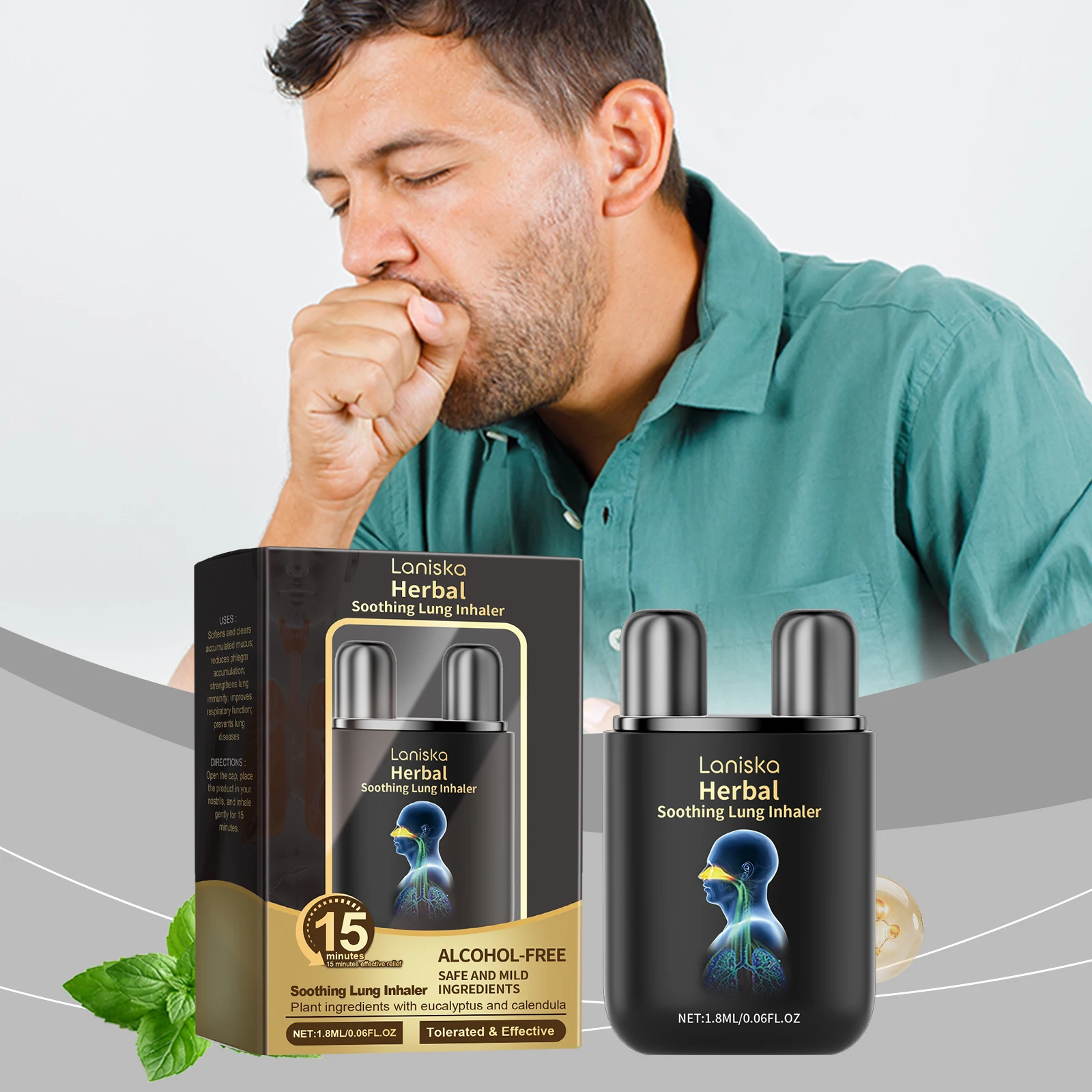 Herbal Nasal Inhaler Purifying Respiratory Enhance Breathing Aromatherapy Relaxing Body Mind Improve Sleep Soothing Lung Inhaler