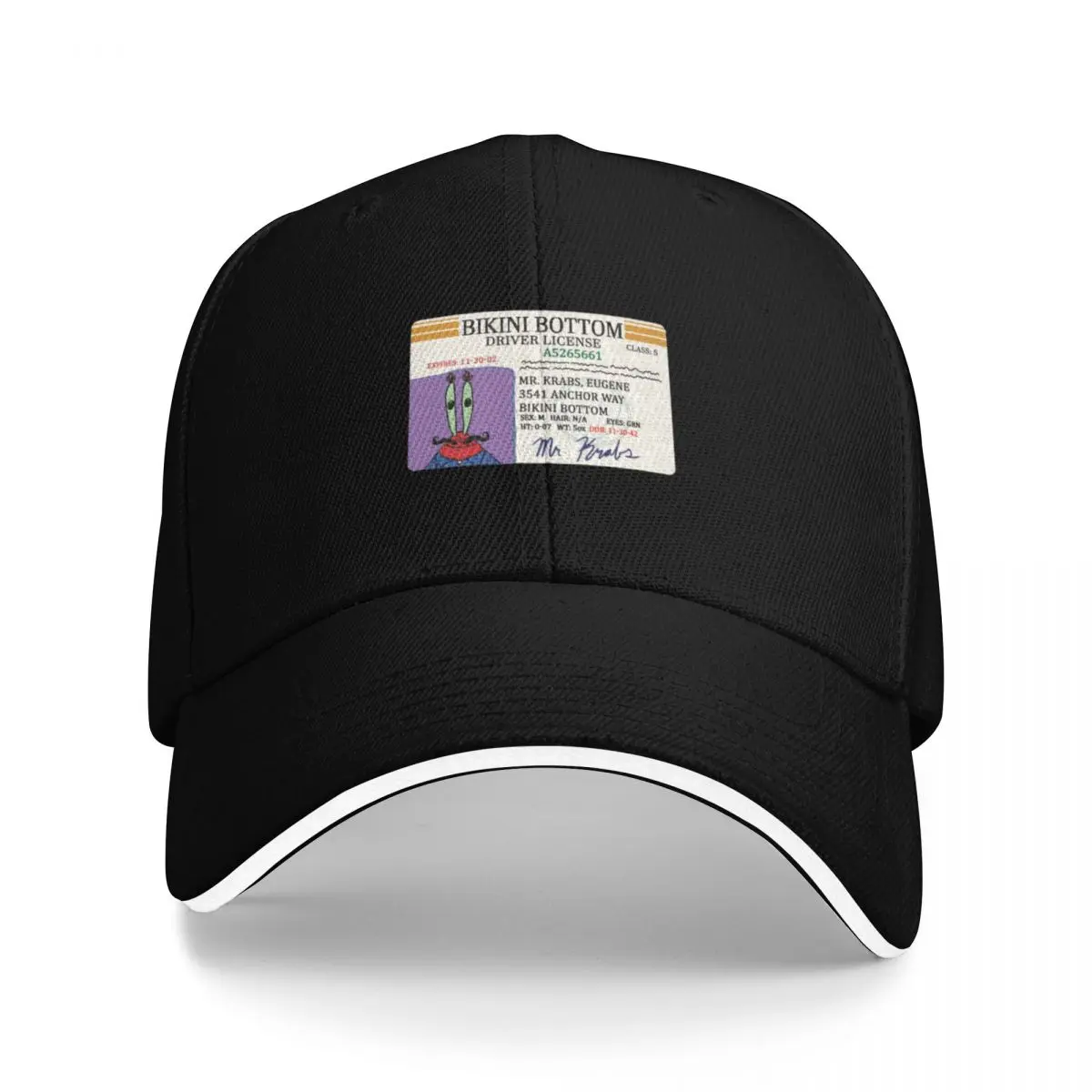 

Mr. Krabs' Boat License Baseball Cap tea Hat Kids Hat party Hat fishing caps man Boy Women's