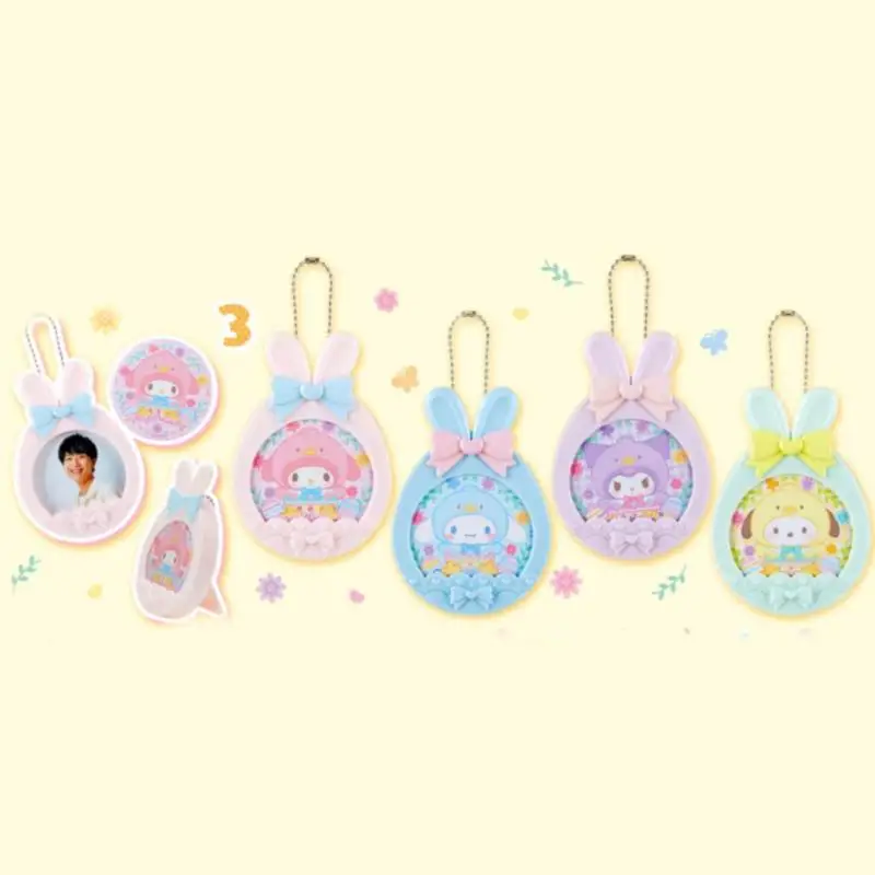 Sanrio Easter Photo Display Stand Pendant Bunny Kuromi Mymelody Cinnamoroll Pochacco Bracket Pendant Keychain Figures Toys Gift