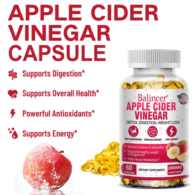 Apple Cider Vinegar 1400MG Capsules, Magnesium Green Tea, Detox Digestion, Weight Loss, Metabolism, Appetite Suppressant, Vegan