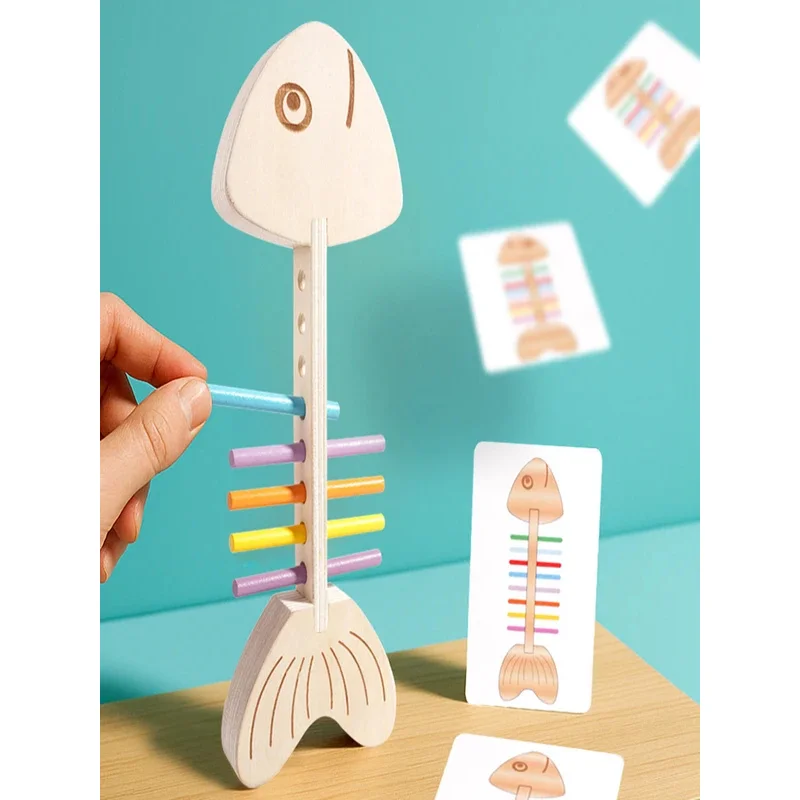 ของเล่นไม้เสริมพัฒนาการการจับคู่สีแบบมอนเตสซอรี่ แท่งไม้ทรงตัว เกมฝึกสมาธิ ของเล่นเสริมทักษะ สำหรับเด็กชายและเด็กหญิง ของขวัญวันเกิดและคริสต์มาส