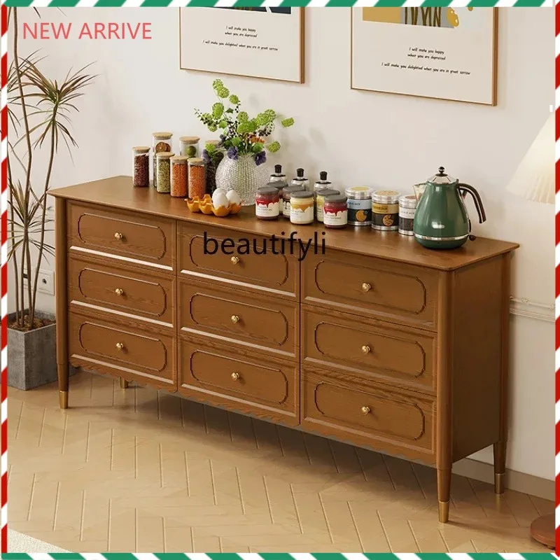 

D2520 French Style Chinese Style Nine-Drawer Cabinet Bedroom American Retro Living Room Master Bedroom Bed Front Cabinet