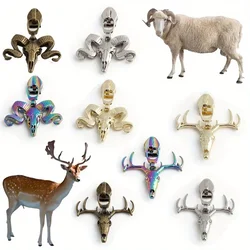 5PCS Elephant Horse Sheep Deer Skull Metal Zipper Pullers Wallet Pillow Pencil Case Clothes Ram Deer Animal Puller Sliders