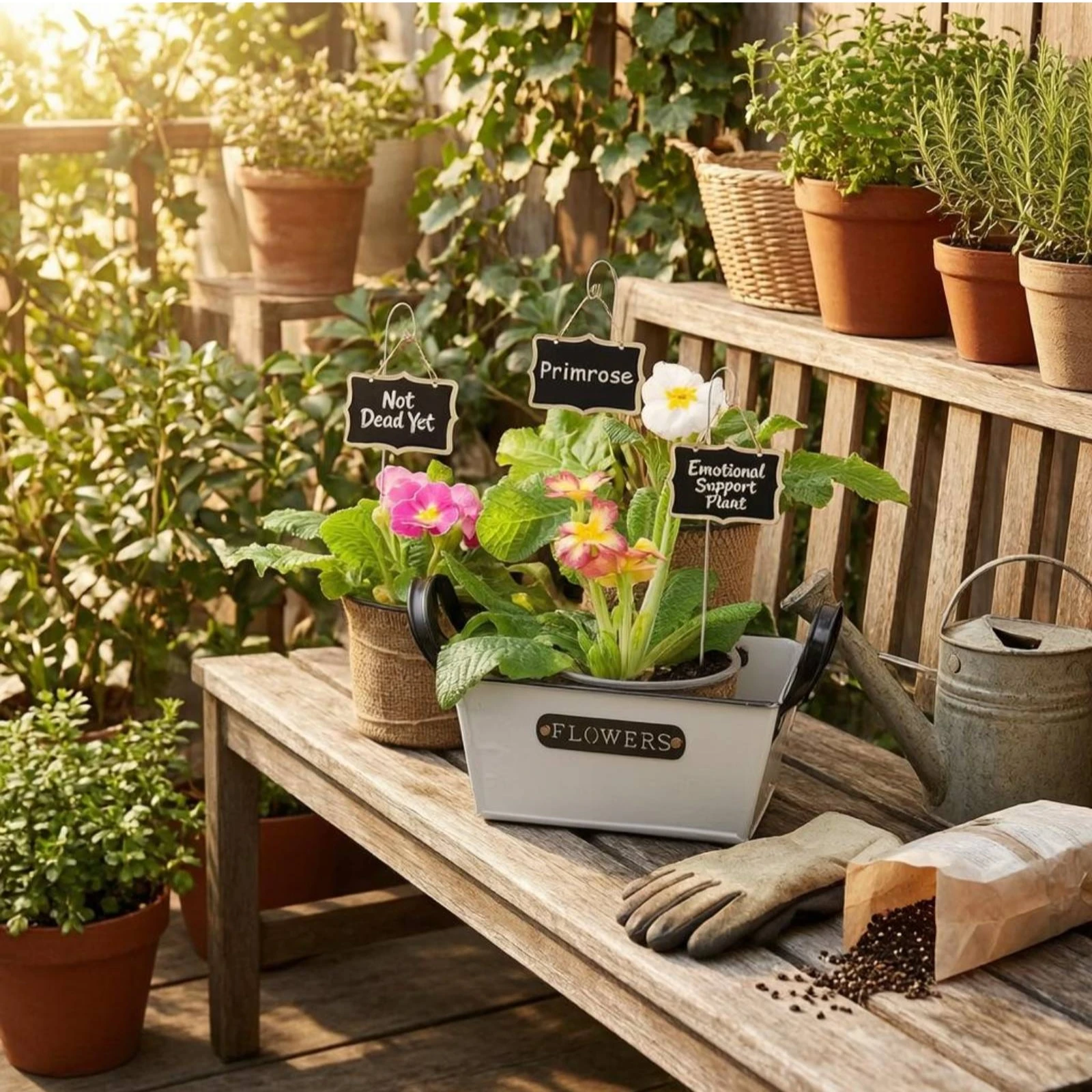 Blackboard Plant Tags Decorative Wooden Plant Tags Metal Garden Stakes Erasable Reusable Garden Sign for Home Growers