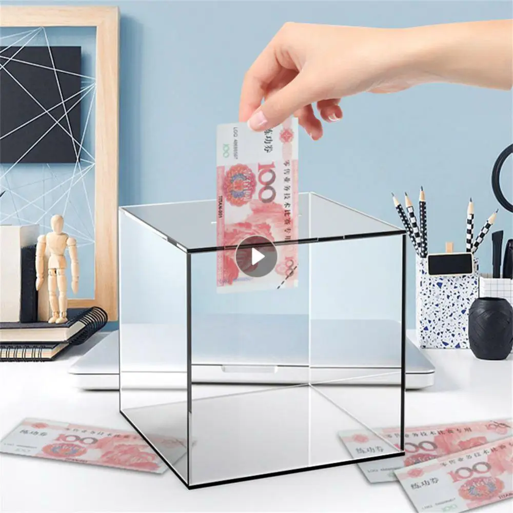 

Transparent Bank Cube Coin Deposit Box The Second Generation Of Piggy Bank Transparent Acrylic Bank Piggy Bank