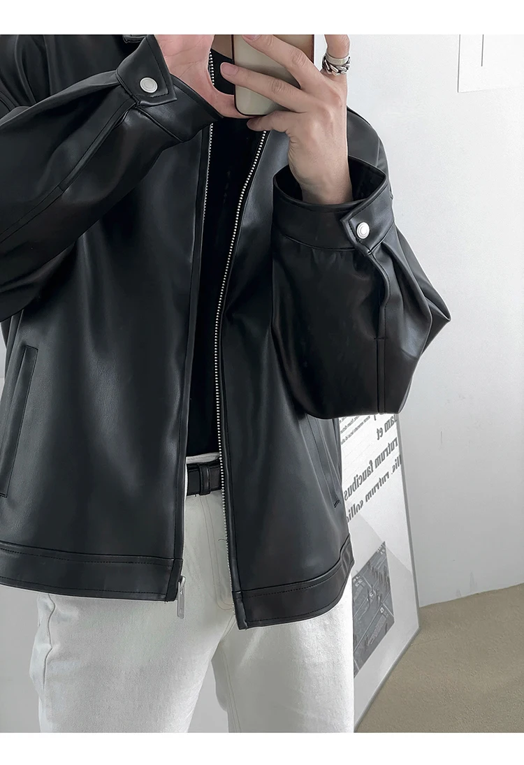 Mauroicardi Spring Autumn Cool Luxury Short Black Soft Light Pu Leather Jacket Men Zipper Casual Mens Jackets and Coats Fashion 10 Sa8d1c5a243544b10bc80573c98d0c57ca