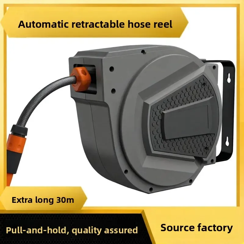 For 30m Automatic Retractable Wall Mounted Garden Hose Reel Self Rolling Water Pipe Drum for Car Wash Watering American Use