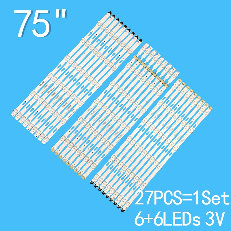 

27PCS LED Backlight Strip For Samsung TV 75inch V5DU-750DCA-R1 UA75JU6400JXXZ,UN75MU6300 UN75JU6500 UN75MU6070FXZA Un75mu6100