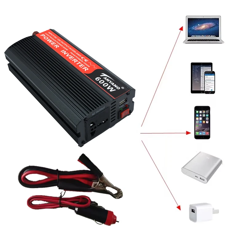 600 واط عاكس الطاقة المحمولة سيارة العاكس عاكس للطاقة الشمسية USB تيار مستمر 12 فولت إلى التيار المتناوب 220 فولت تحويل USB مشبك بطارية مقبس عالمي