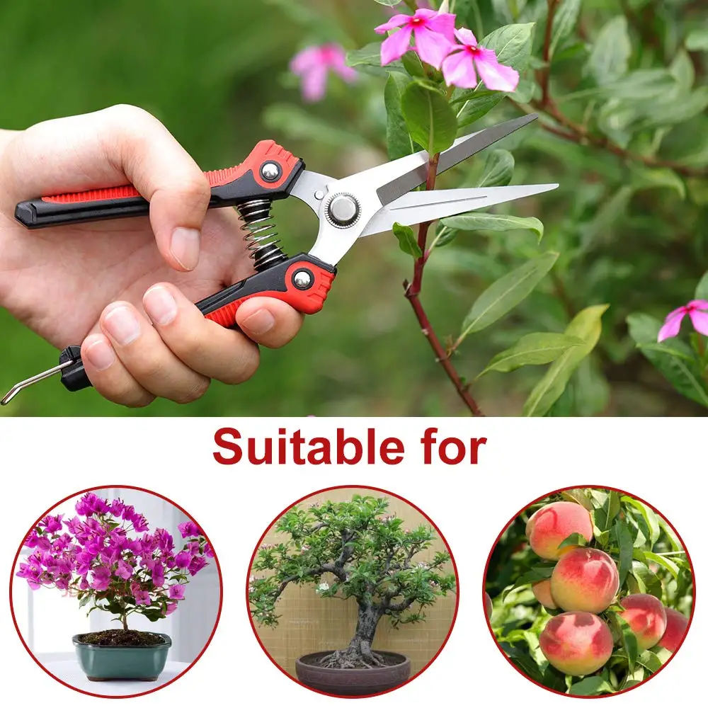 SenNan Pruning Shear Branch Scissors Stainless Steel Non-Slip Handle Sharp Garden Fruit Tree Pruning Very Sharp Garden Tools 1pc