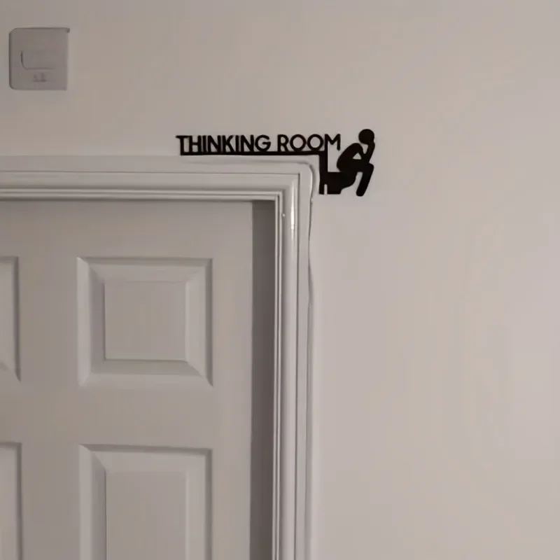 Hot Modern Metal Toilet Door Sign - Thinking Room Wall Mount Sculpture, Home Decor Artwork, Decorative Door Frame Pendant