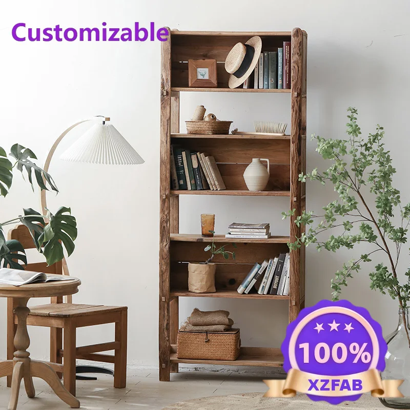 Factory Direct 2026 Vintage homestay decoration bookshelf office old pine wood solid wood locker