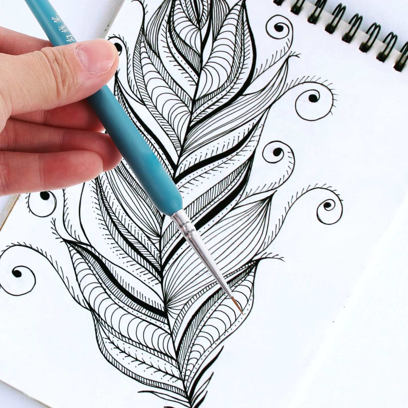 6 قطع من فرشاة الطلاء التفصيلي، طرف شعر الذئب لطلاء زيتي بالألوان المائية من الأكريليك، أدوات رسم فنية مصغرة، تفاصيل دقيقة