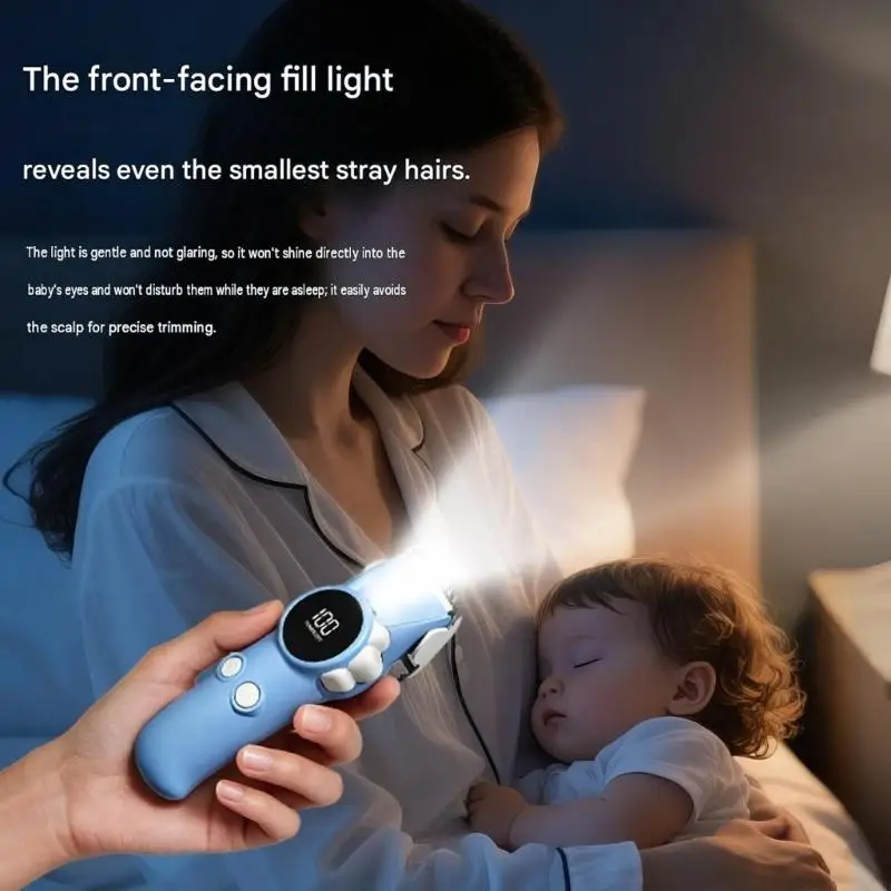 Baby Hair Cutter with Digital Battery Display, USB Rechargeable Hair Grooming with 3/6/9/12mm Length Combs M4YD