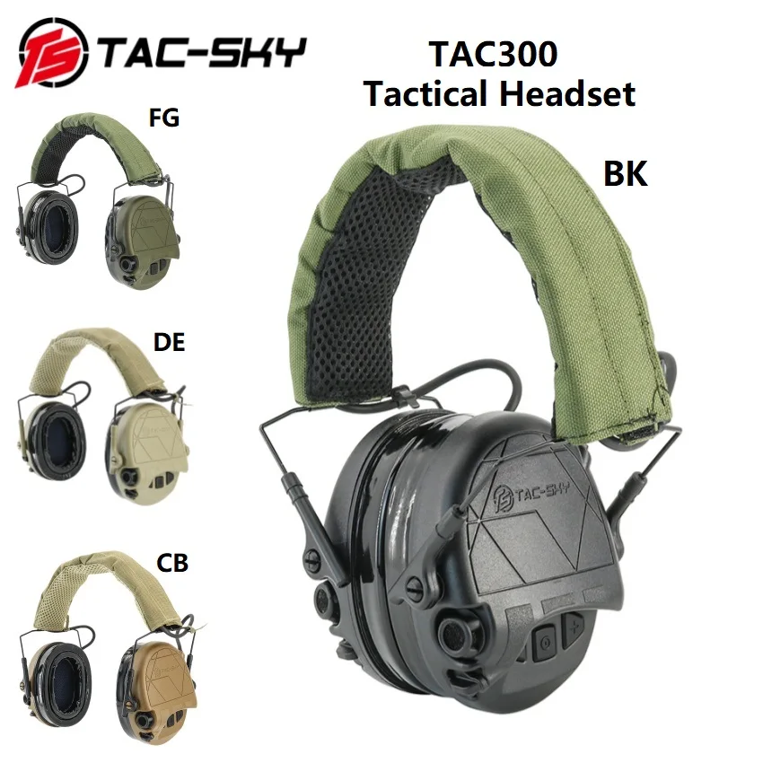 TAC-SKY Electronic Shooting Noise Reduction Headset TAC300 Tactical Headphones Hearing Protection Earmuffs for Airsoft Sports