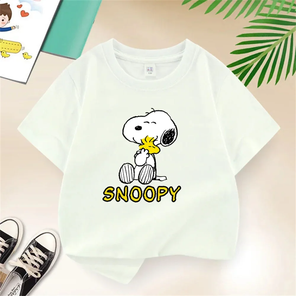 Stylish Peanuts Snoopy Chick Party Kids T-Shirts Round Neck 100% Cotton T Shirts Cute Short Sleeve Tee Shirt Unique Clothes