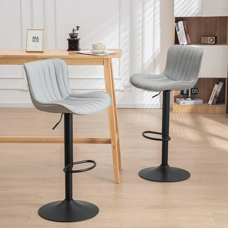Kidol & Shellder Modern Adjustable Barstools Swivel  Armless Counter Height Bar Chairs Upholstered PU Leather