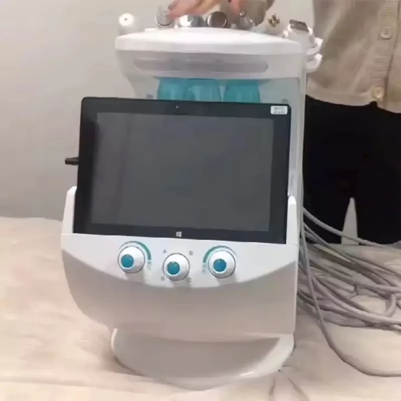 Ice Blue Beauty Multifunction Smart  Items Ultrasonic Aqua Skin Scrubber Dermabrasion Hydra Skin Facials Machine with Analysis