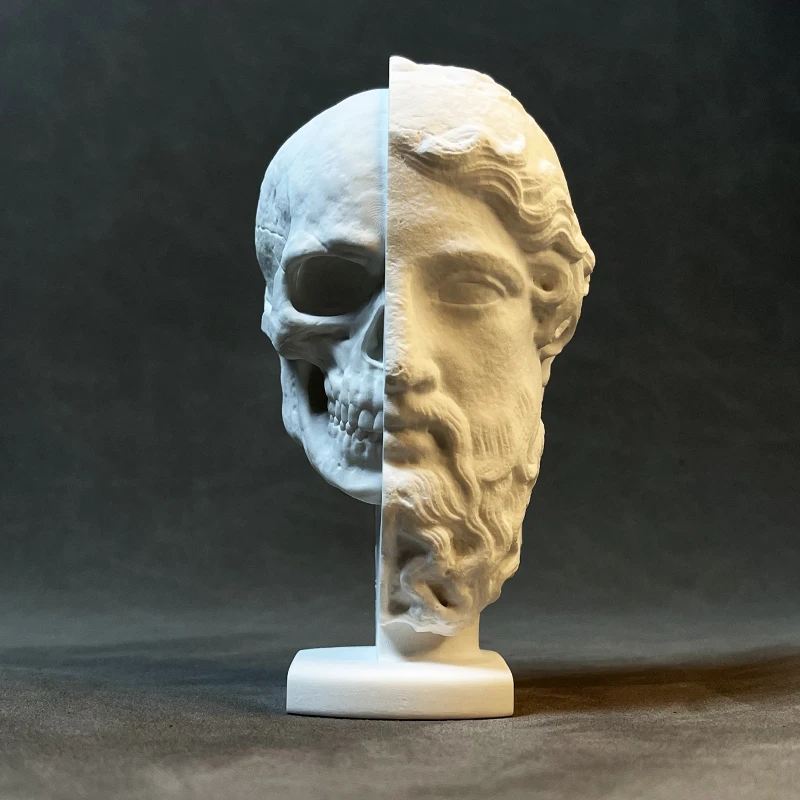 Creative Retro Roman Art Figures Plaster Sculptures Desk Ornaments Figures Skeletons Combined with Head Statue Aesthetic Decor