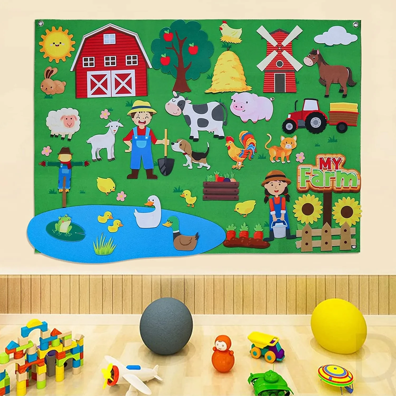 Farm Animals Felt Story Busy Board Set Toddlers Preschool Farmhouse Themed Early Learning Storytelling Interactive Play