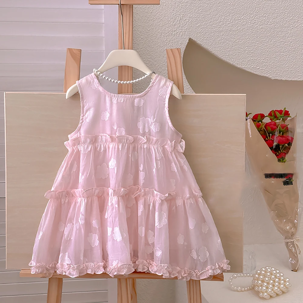 

Children Clothes Girl Heart-shaped Sleeveless Fairy Princess Dress For Baby Girl with Bow Tie Decoration For Prom Birthday Party