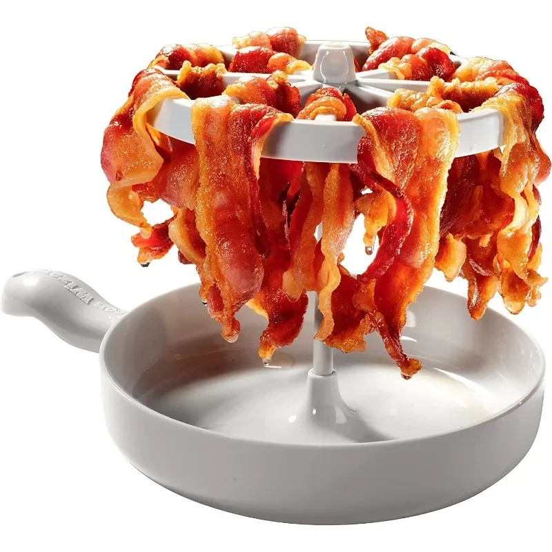 Microwave Bacon Cooker - Reduces Fat by 40%, for Crispier Healthier, and Faster Bacon - Perfect for Meal Prep in Kitchen or Dorm