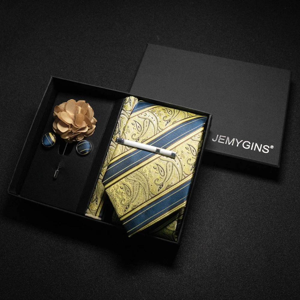 Weinrote Herrenkrawatte, Paisley-Seidenkrawatte, Einstecktuch, Manschettenknöpfe, luxuriöses Geschenkbox-Set, Hochzeitskrawatte, Accessoires, Krawatte für Herren – Detail 24