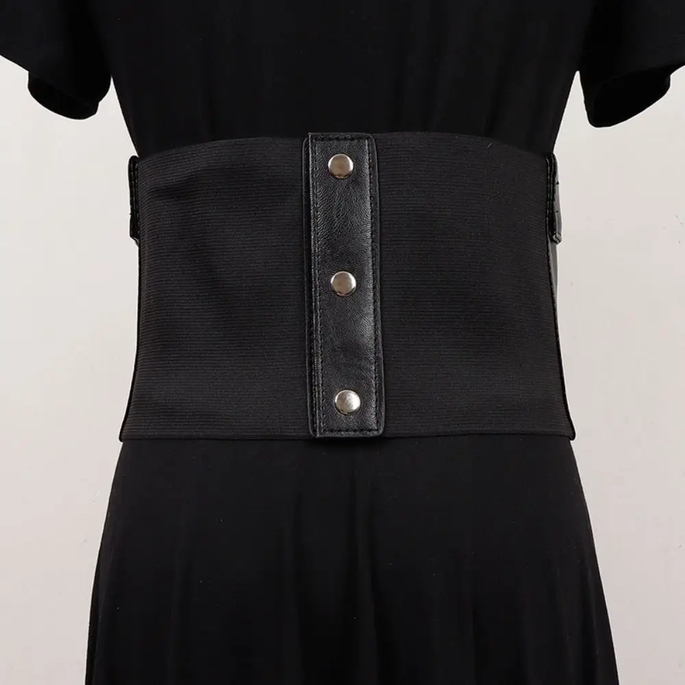 Women Fashion PU Leather Bandage Belt Harajuku High-End Waist Strap All-match Vintage Elastic Waist Belts Spring Autumn