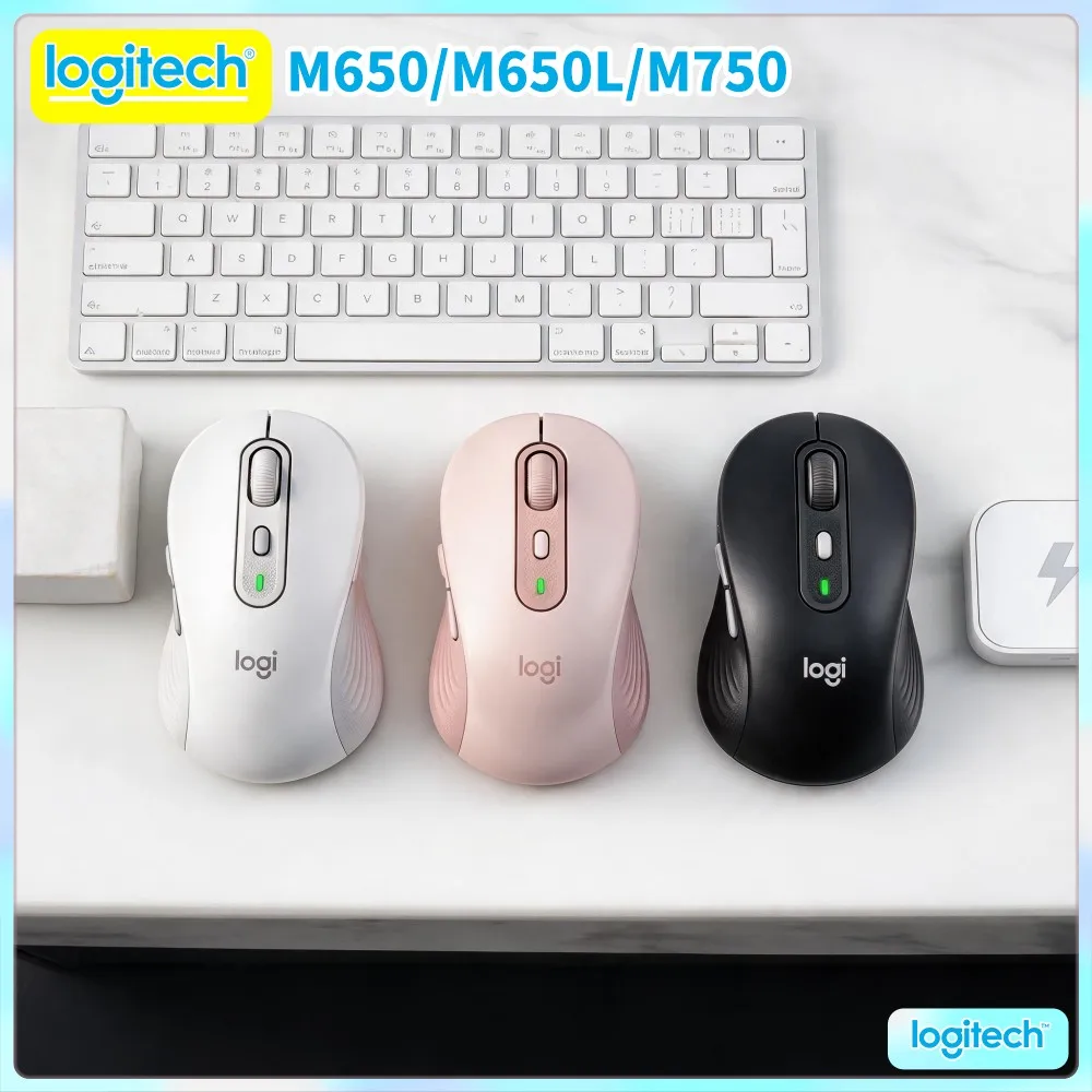 Ergonomic M750 Wireless Mouse - Custom Shortcut Buttons, 4000 DPI Precision, Dual Connection, Home Desk Pick Tool M650/M650L