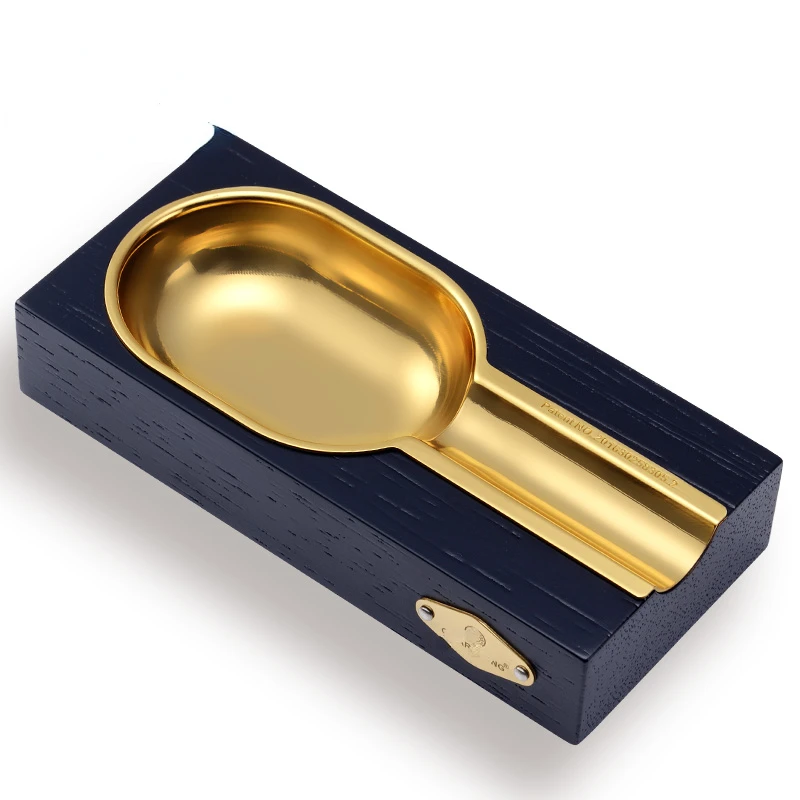 

Cigar ashtray, gold-plated smoke trough, portable, light luxury household ashtray, solid wood smoke extinguisher