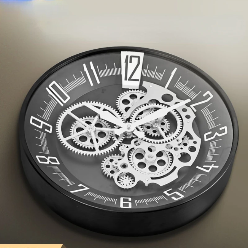 

European Gear Mechanical Wall Clock Fashion Wrought Iron Living Room Decorative Art Clock Home Unique Watch Wholesale