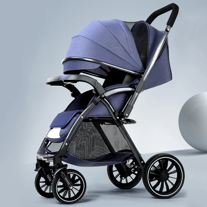 

Two-way high-view stroller can sit on a portable folding stroller with four-wheeled shock absorbers