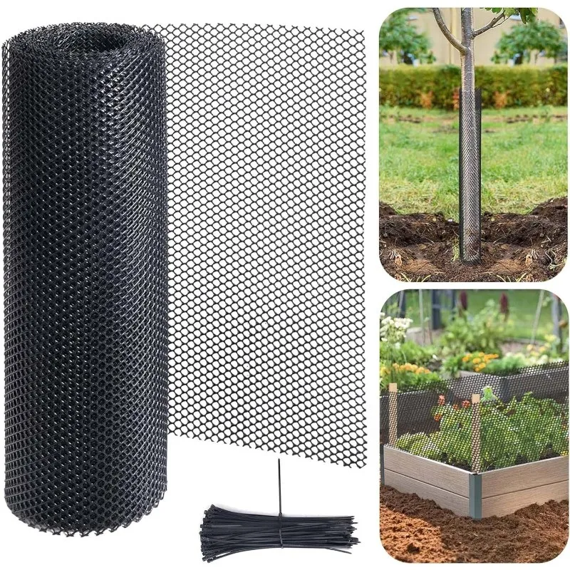 A03F Flexible Tree Guard Net 0.4x10m with 50 Ties Plastic Bark Protector from Deer Mower Trimmer Garden Fence