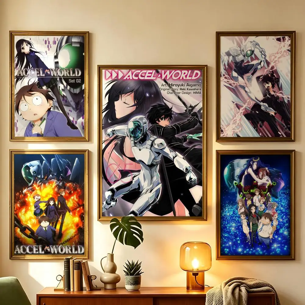 anime Accel World Poster Wall Sticker Poster Decal PP Material Self-Adhesive Waterproof for Living Room Home Wall Decor
