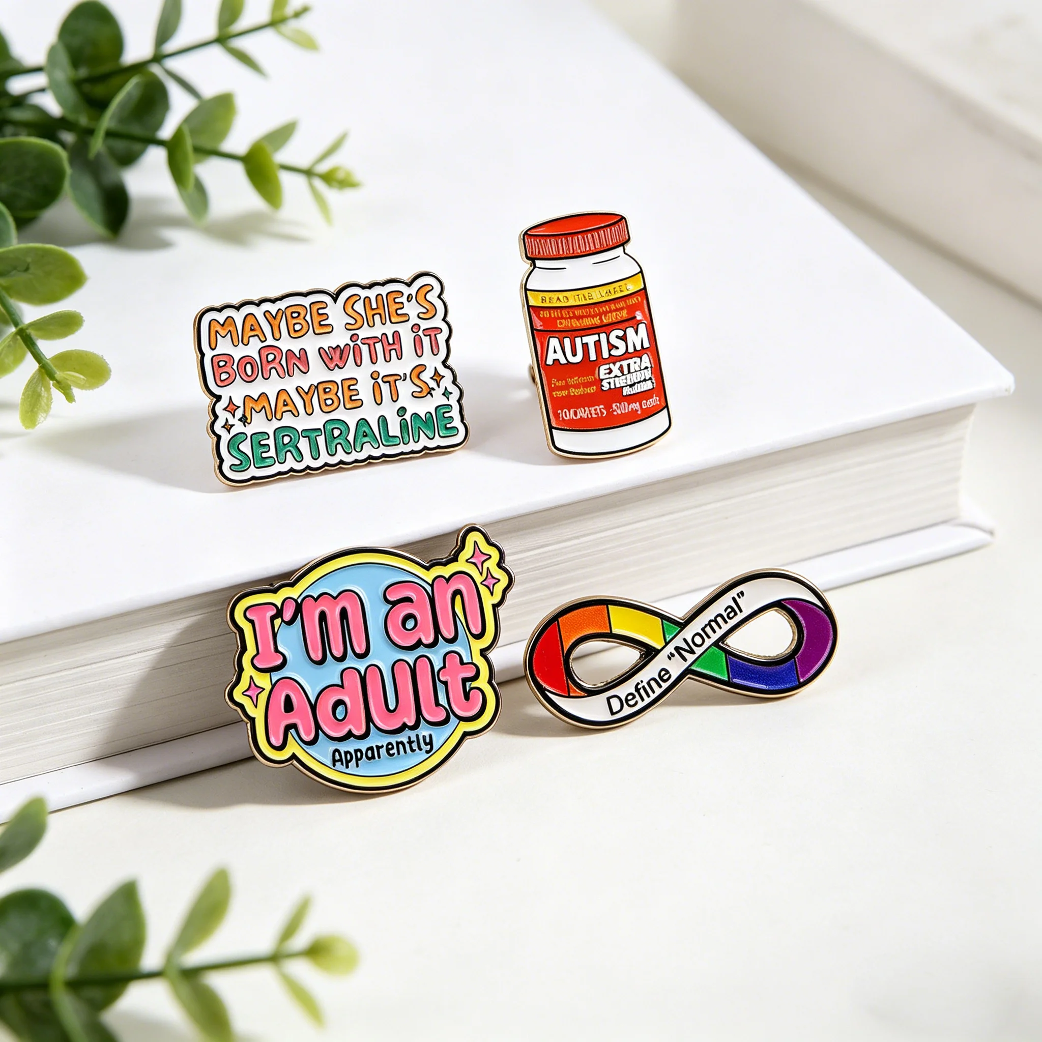 

4pcs Autism Enamel Pin Color Infinity Symbol Brooches For Lapel Pin Badge on Backpack Clothing Accessories Fashion Jewelry Gifts