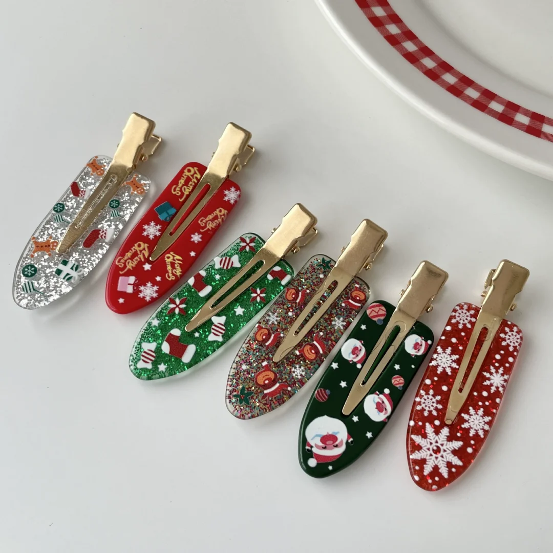 

6PCS Christmas Hair Clips for Women Girls Candy Socks Reindeer Letter Hairpins New Arrival Xmas Hair Accessories Festival Party