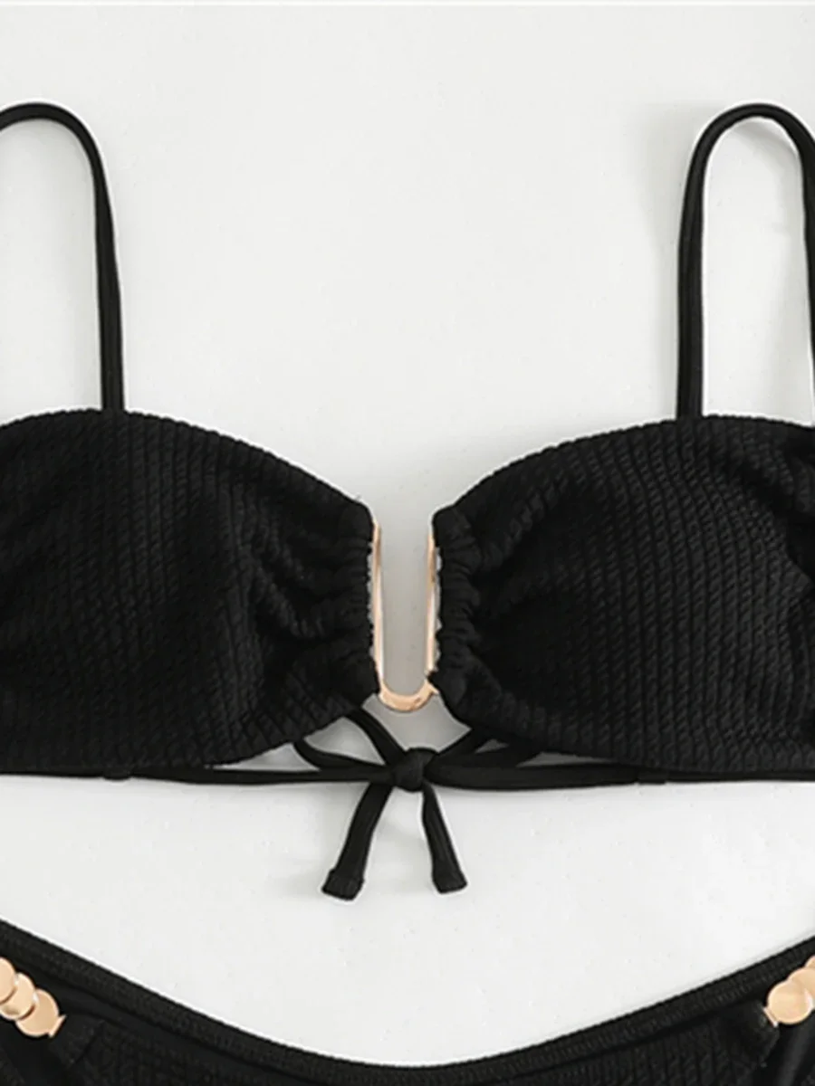 

2025 U-образный бикини с бретелями, однотонный купальник, женский сексуальный купальник, женский купальный костюм, купальный костюм, пляжная одежда