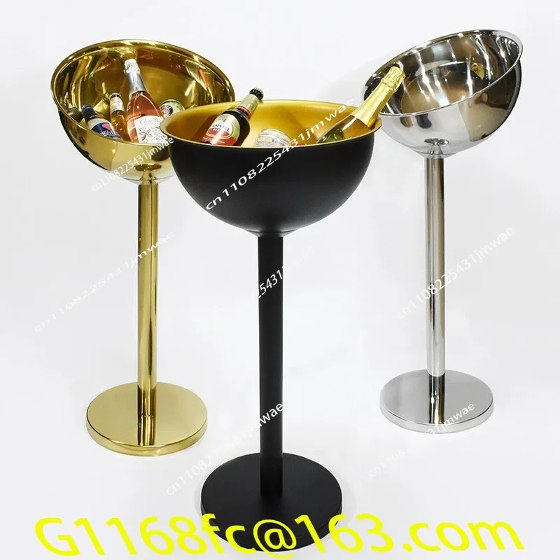 Bar Party Ice Drink Cooler Stand Wine Ice Bucket Stainless Steel High Quality Champagne Wine Bucket Beverage Cooler With part