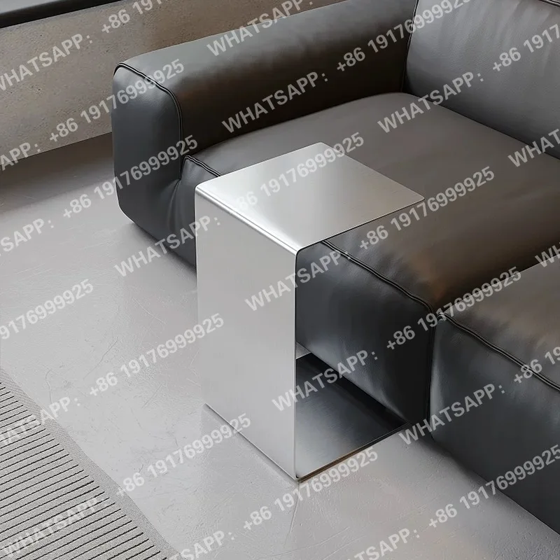 Italian Minimalist Stainless Steel Iron Edge Table Movable Corner Table Next To Sofa Modern Light Luxury Small Furniture