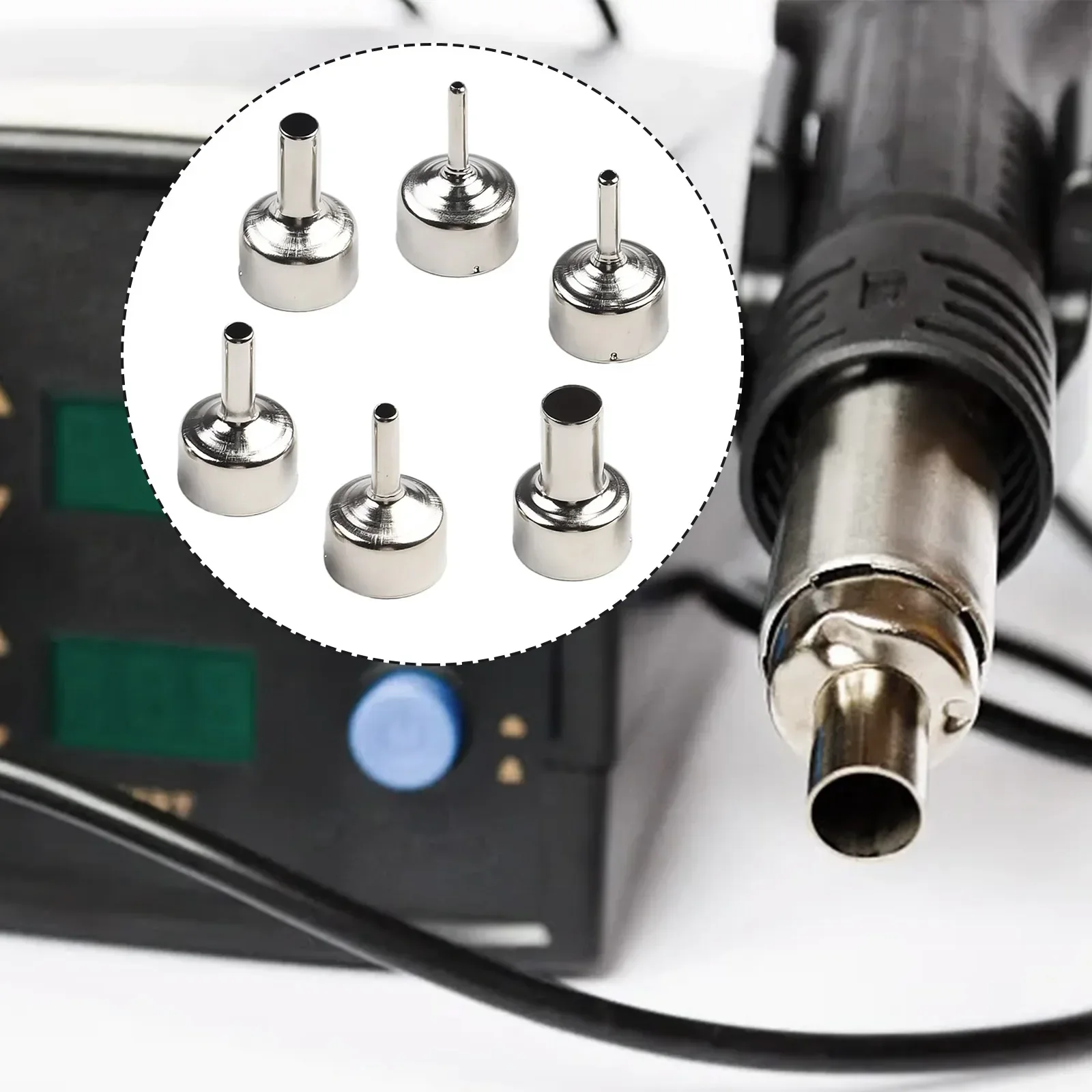 858 Series Hot Air Station Nozzles 6 Pcs 22mm Nozzles For 858D+ 8586 Soldering Welding Hot Air Station Nozzle 3-12mm Diameter