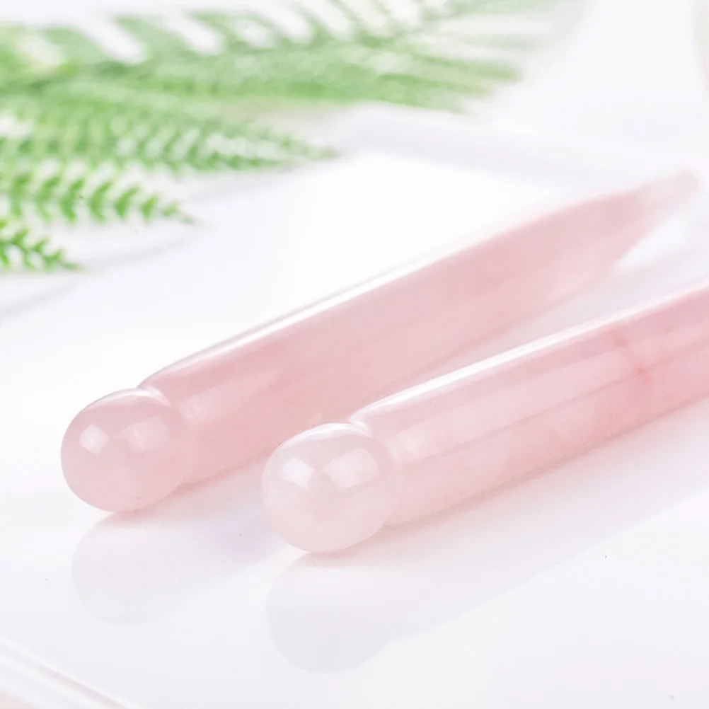 

Natural Pink Crystal Guasha Massage Stick Facial Neck Eye Massage Tool Trigger Point Massager Jade Scraper for Blood Circulation