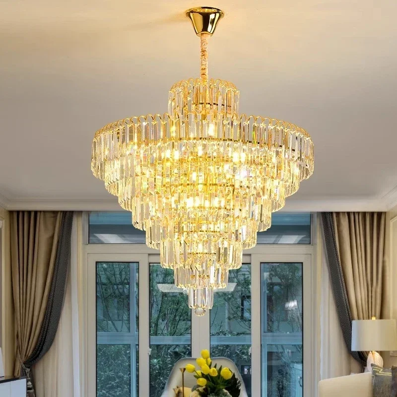 Crystal Chandelier Gold Lighting LED Ceiling Lamp Living Room Bedroom Dining Restaurant Ceiling Pendant Hanging Lamps