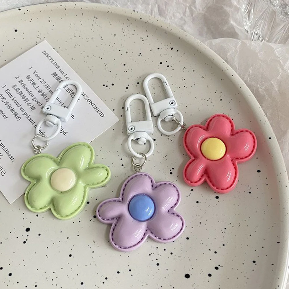 Candy Color Flower Keychain Bag Earphone Case Pendant DIY Accessories Car Key Ring Cute Flowers Key Chains Decor Jewelry