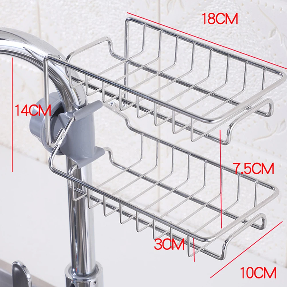 

Faucet Rack Holder Adjustable Sponge Holder Kitchen Sink Storage Bracket Adjustable Organizer Recycled Easy Install