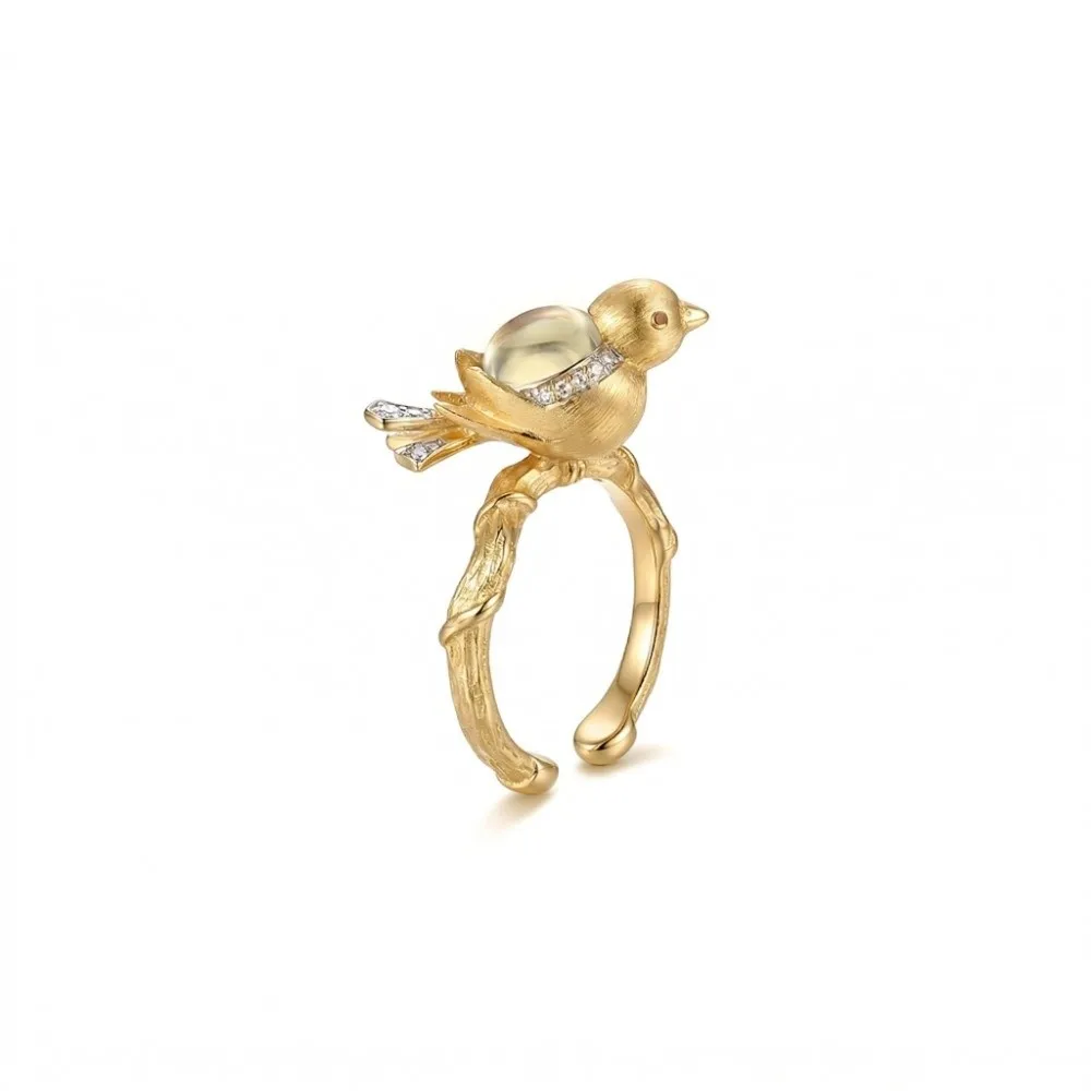 Personality Elegant Magpie Bird Ring Sweet Rhinestone Finger Ring Vintage Alloy Bird Decorative Ring Women