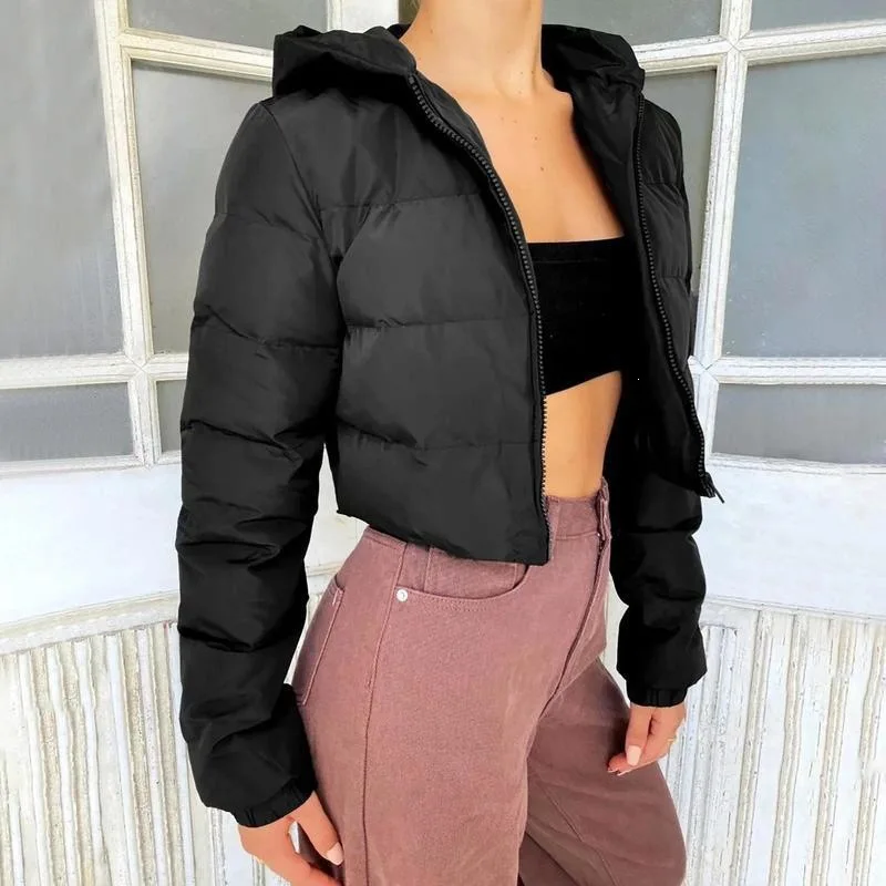 

Short Hooded Cotton Jacket Women's Spring Fashion Casual Outerwear Couple's Cotton Padded Vest No Brand Registered Trademark