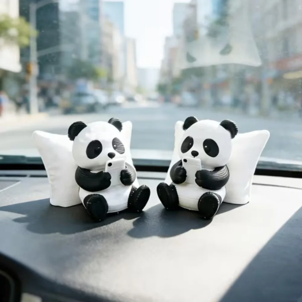 3D Printed Cute Panda Figurine Ornament Desktop Home Decor Car Interior Decoration Lovely Animal Craft Collectible Display Gifts